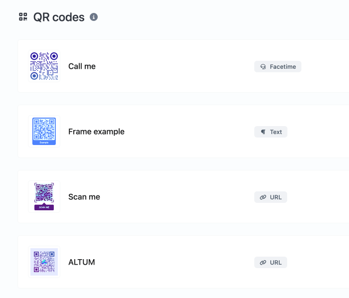 Captura de tela da página do sistema de QR code do aplicativo