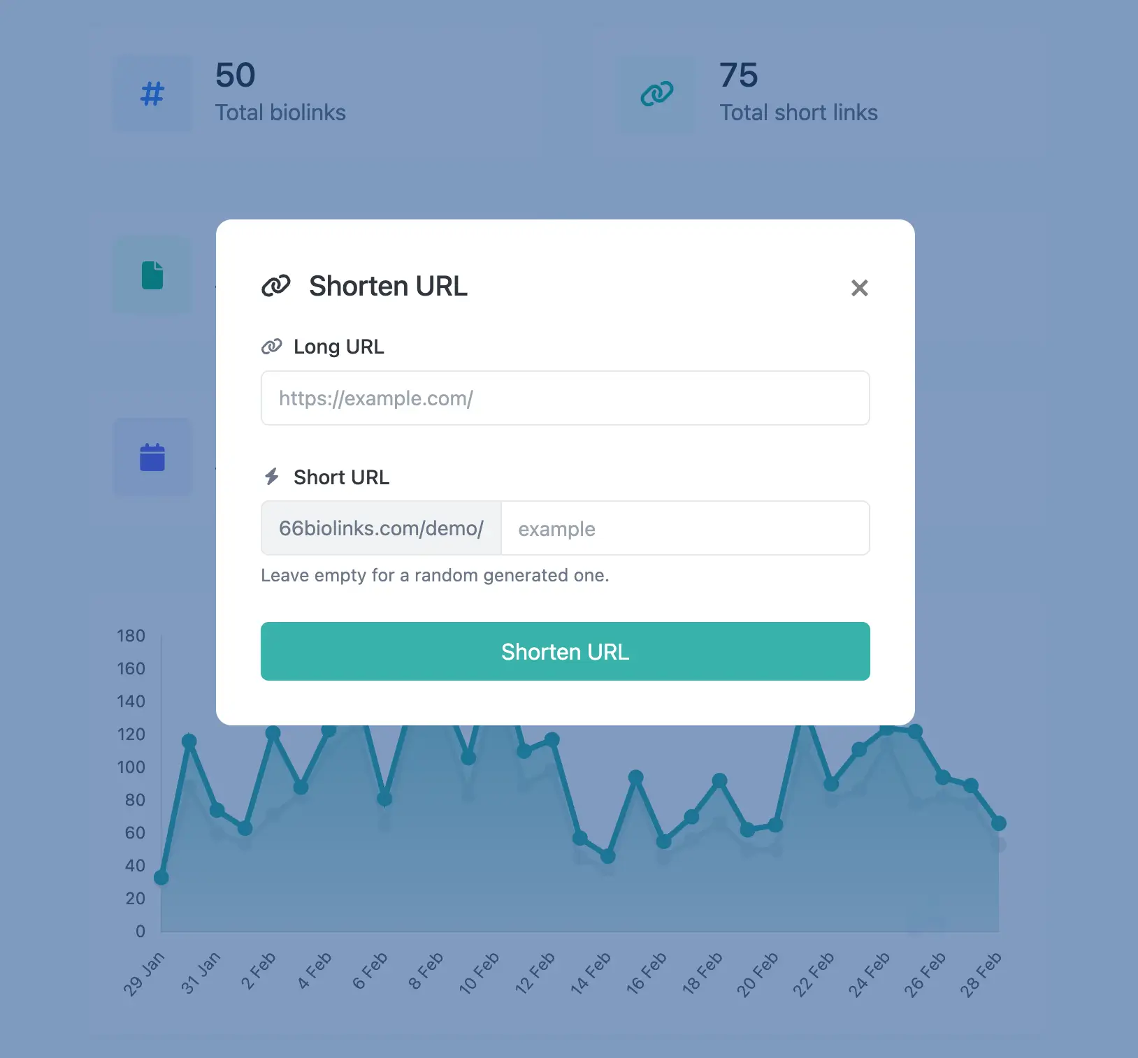 Captura de tela da página de edição de URL curta do aplicativo